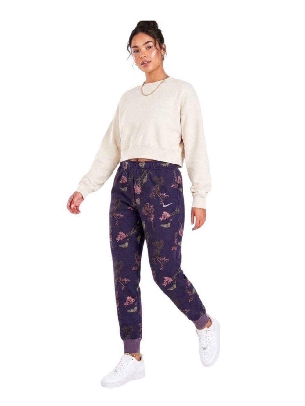 Nike Bordeaux Purple Floral Jogger Sweatpants size M